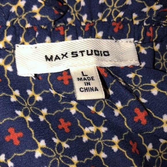 Max Studio size large boho short sleeve ruffle top - Picture 5 of 5